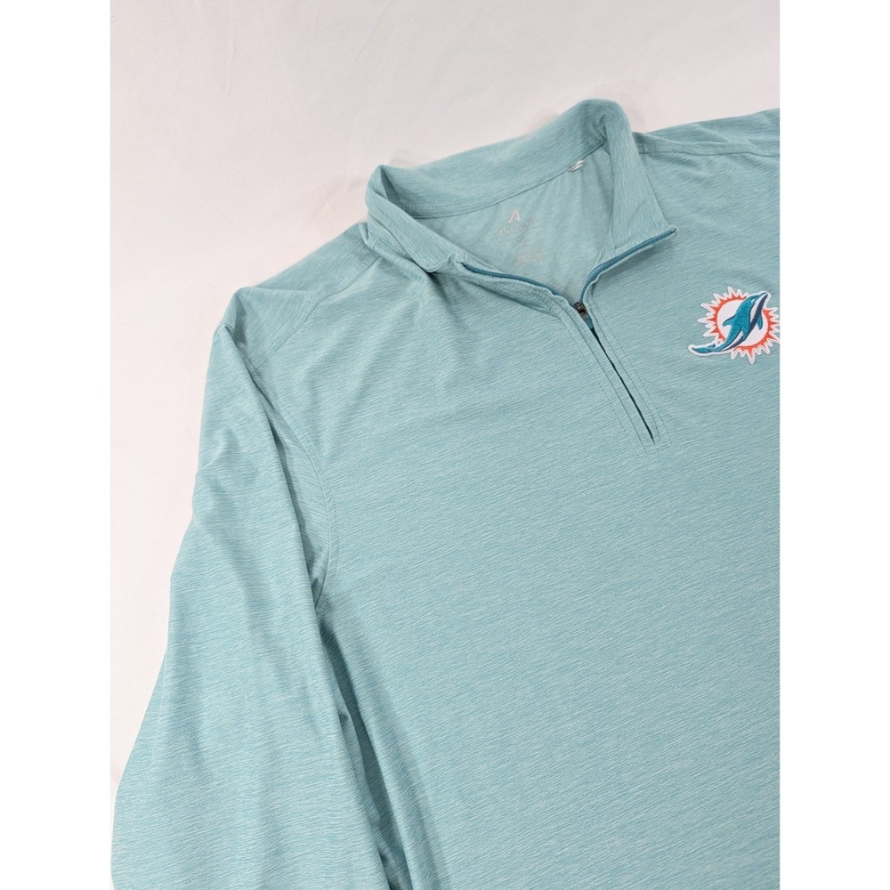 Antigua Heather Aqua MiamiDolphins  Quarter-Zip Jacket Light Performance‎ XL